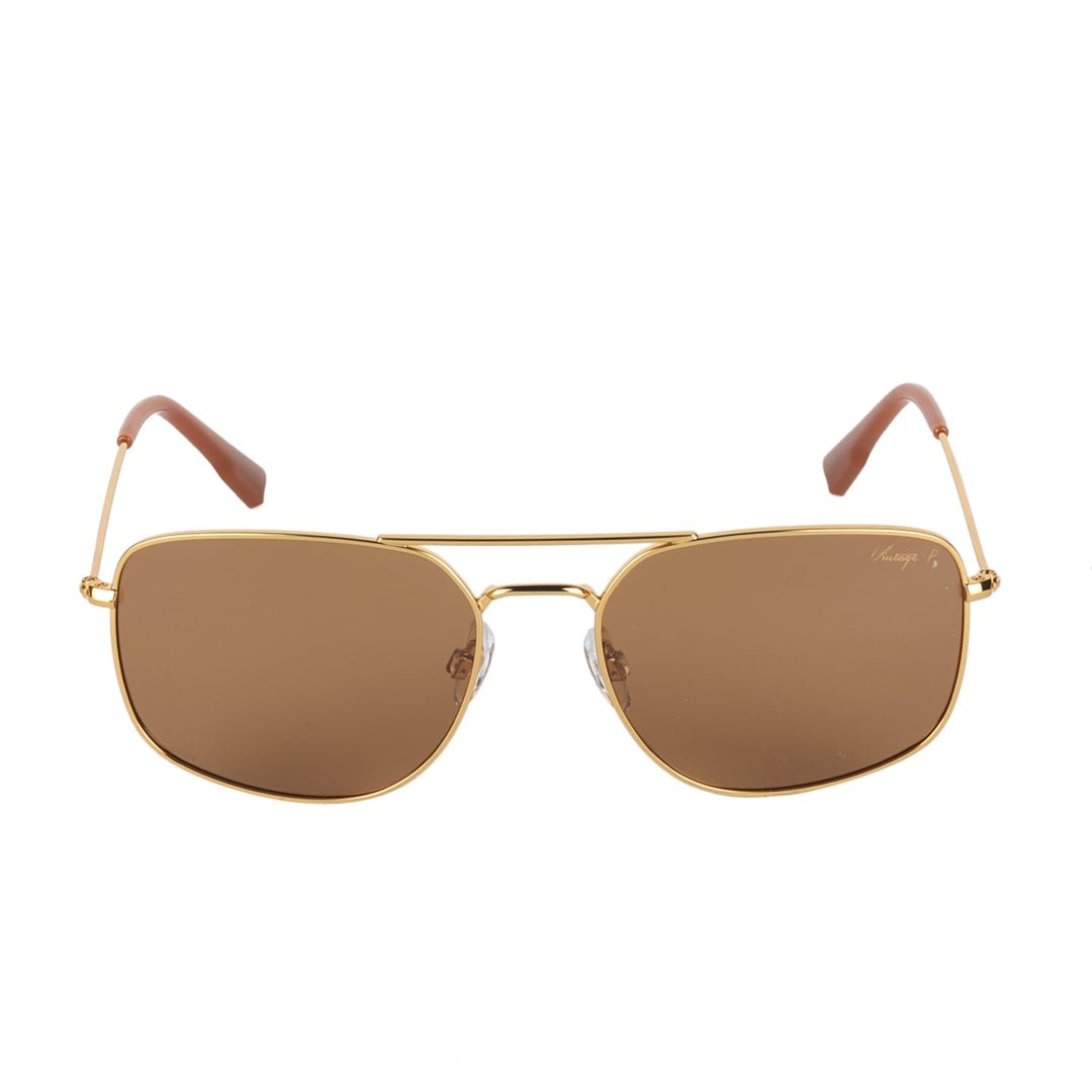 Vintage Gold Silver Frame Brown Grey Lens Full Rim | 400% UV 
