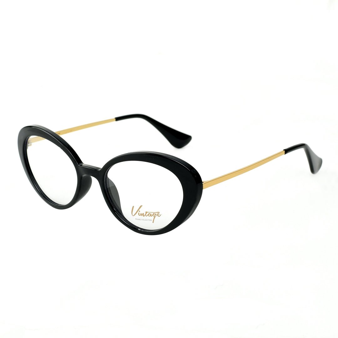 Vintage Black Frame Poly Carbonate Clear Lens Full Rim Spectacle