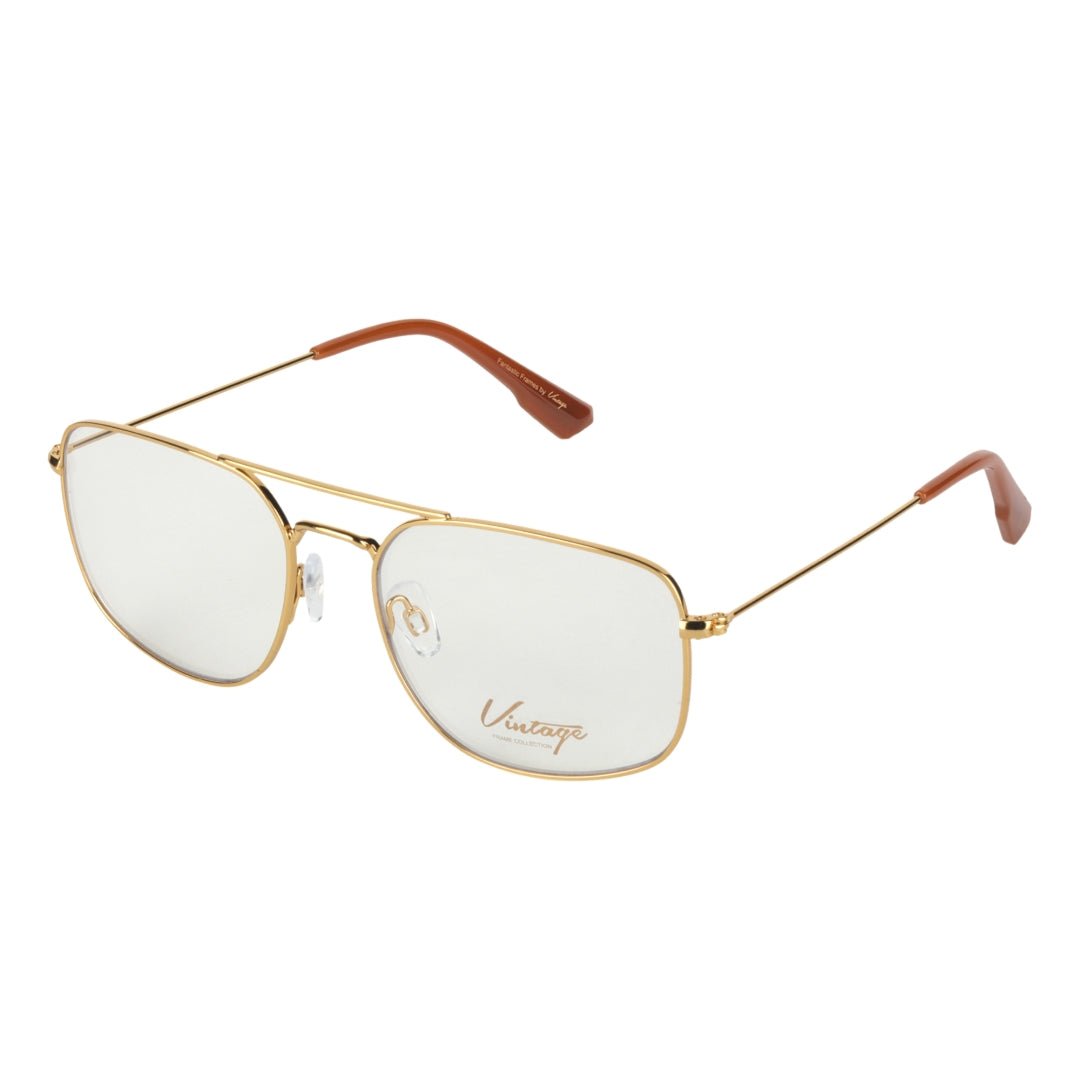 Vintage Gold Frame Poly Carbonate Clear Lens Full Rim Spectacle