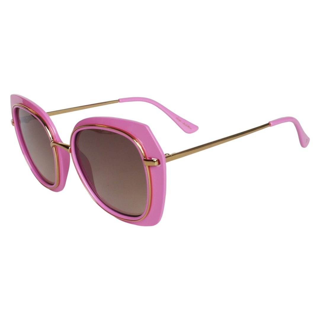 Vintage Pink Big Frame Brown Gradient Lens Full Rim 400% UV