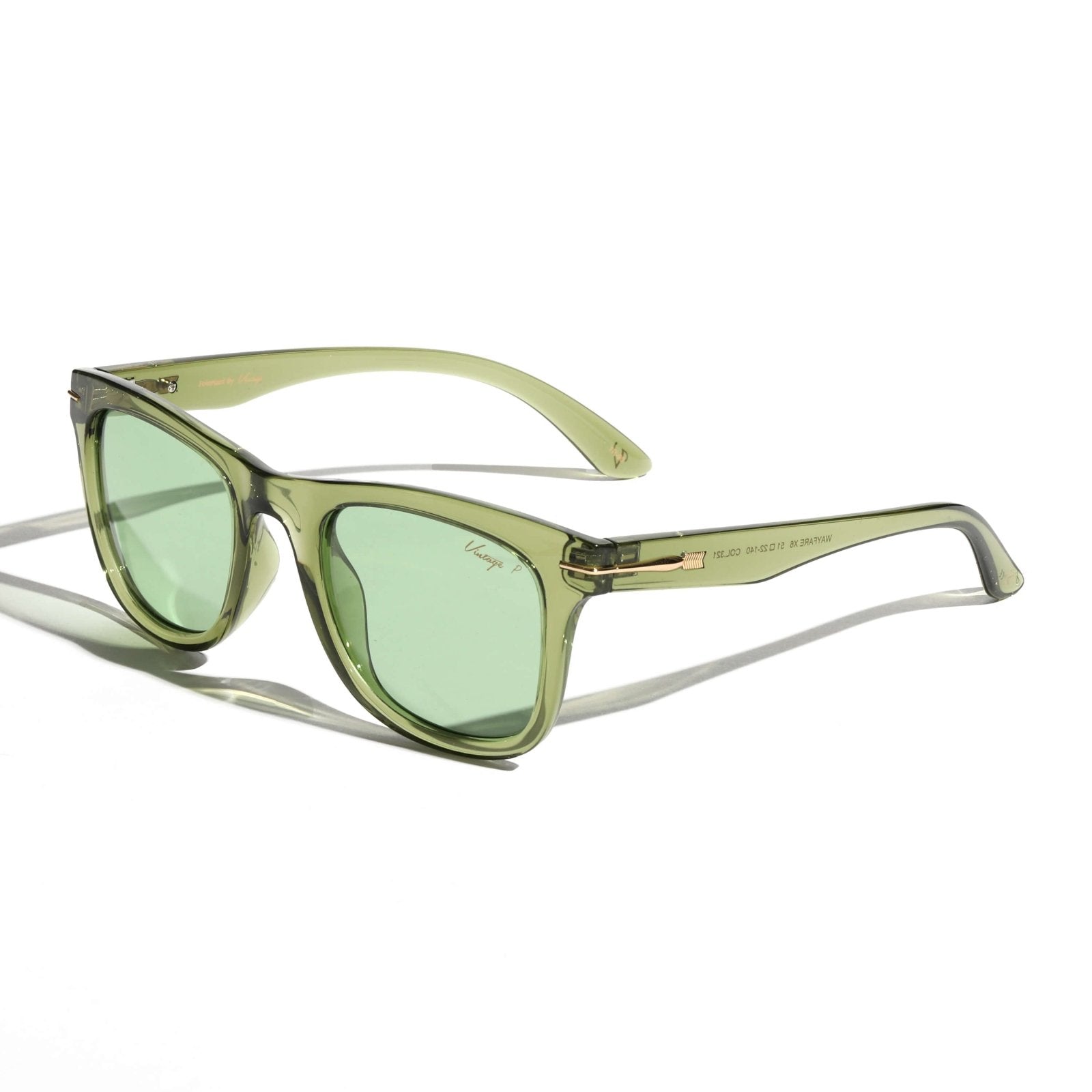 Vintage Transparent Green Frame Light Green Polarized Lens Full