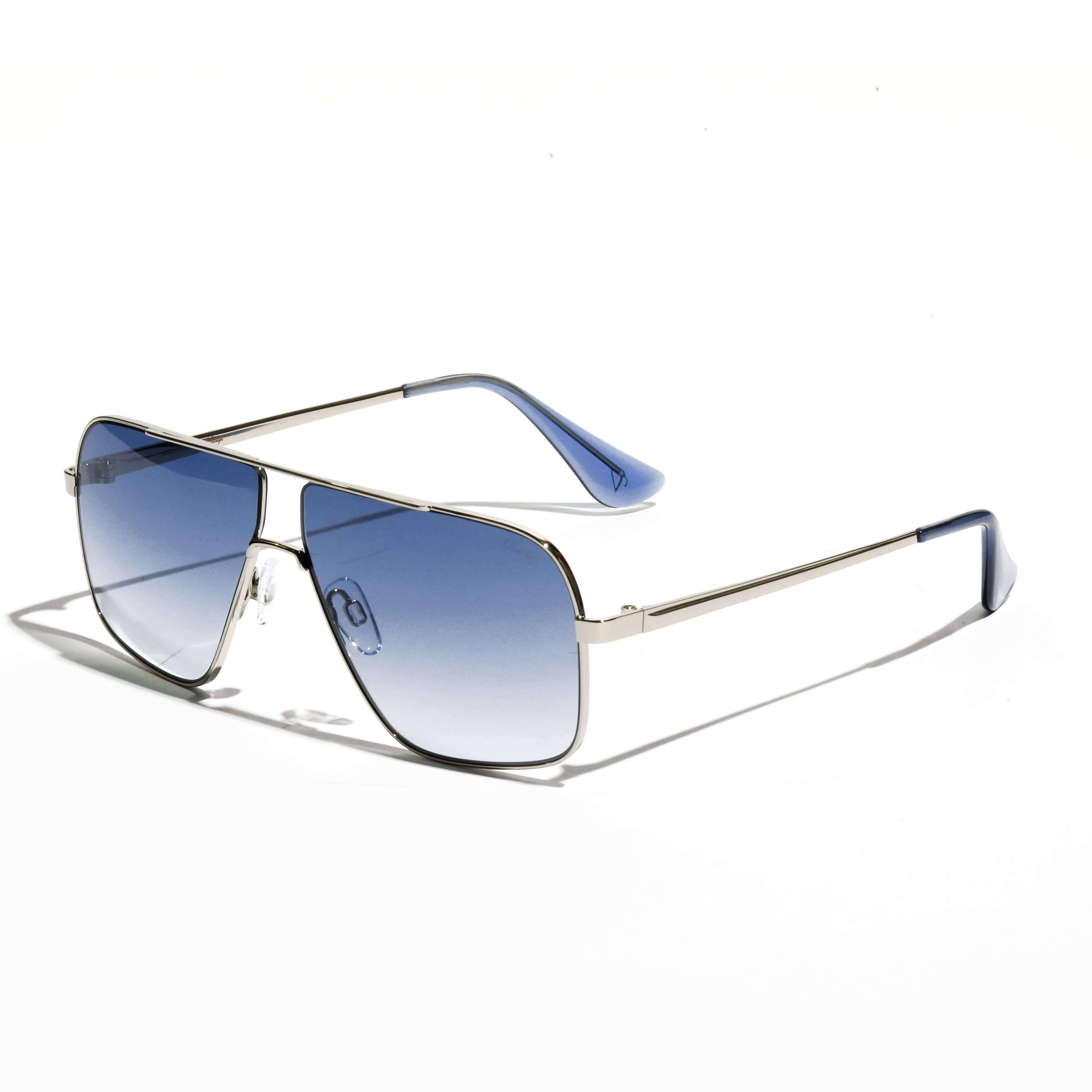Vintage Silver Frame Blue Gradient Lens Full Rim | 400% UV