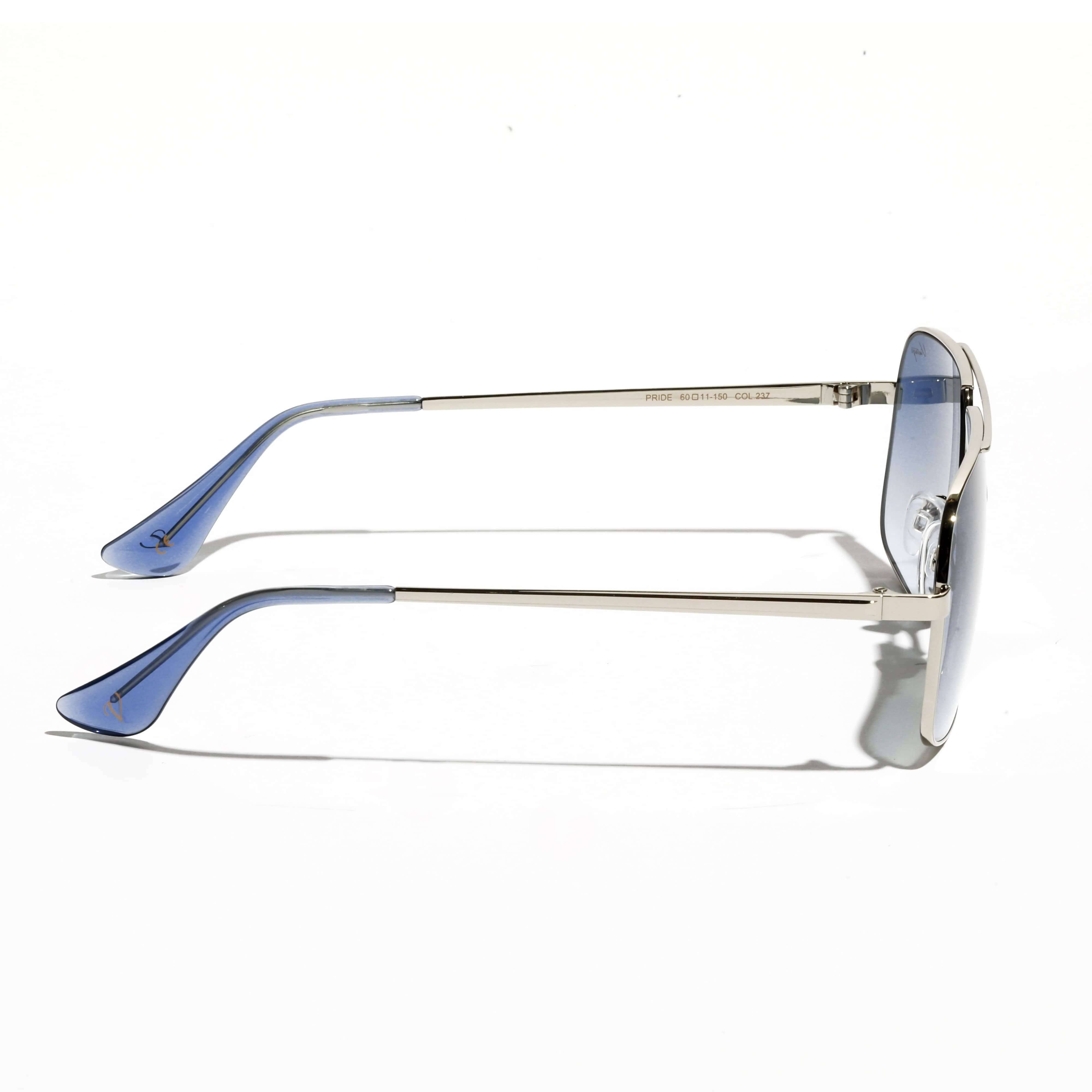 Vintage Silver Frame Blue Gradient Lens Full Rim | 400% UV