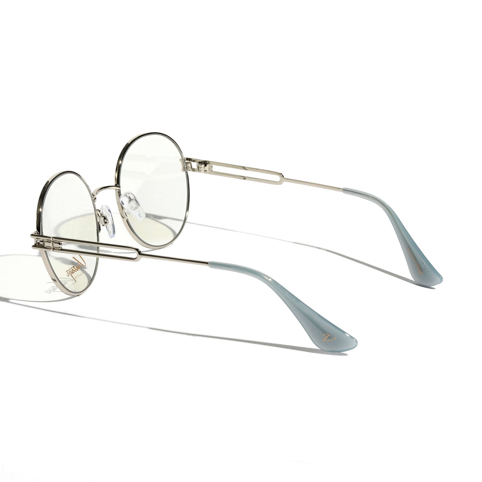 Vintage Silver Fold Rose Gold Frame Poly Carbonate Clear Lens Full