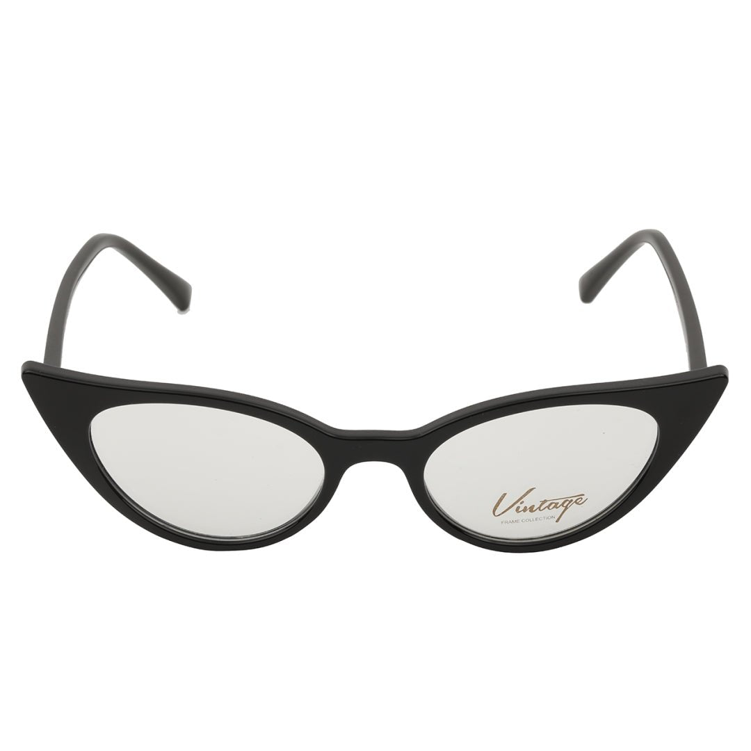 Vintage Black Frame Poly Carbonate Clear Lens Full Rim Spectacle